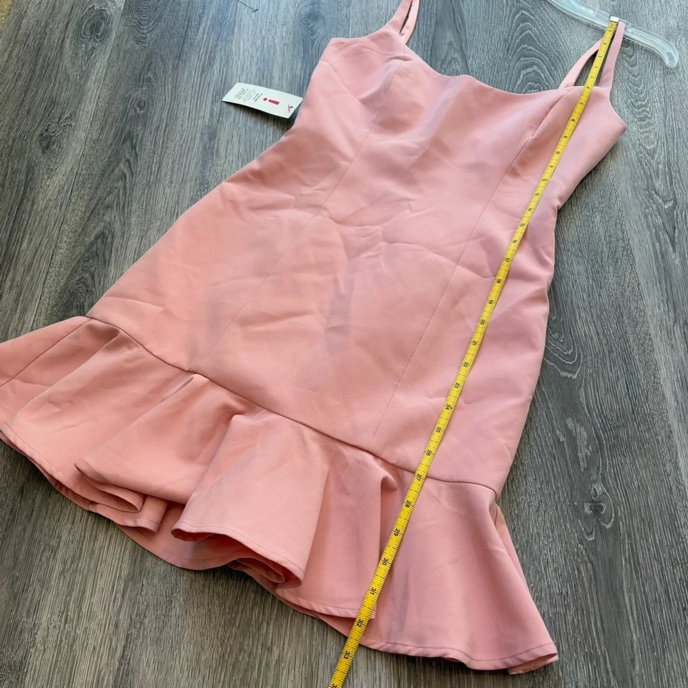 Bardot Gigi Ruffle Hem Fit & Flare Blush Pink Mini Dress Size 4 - Picture 8 of 10